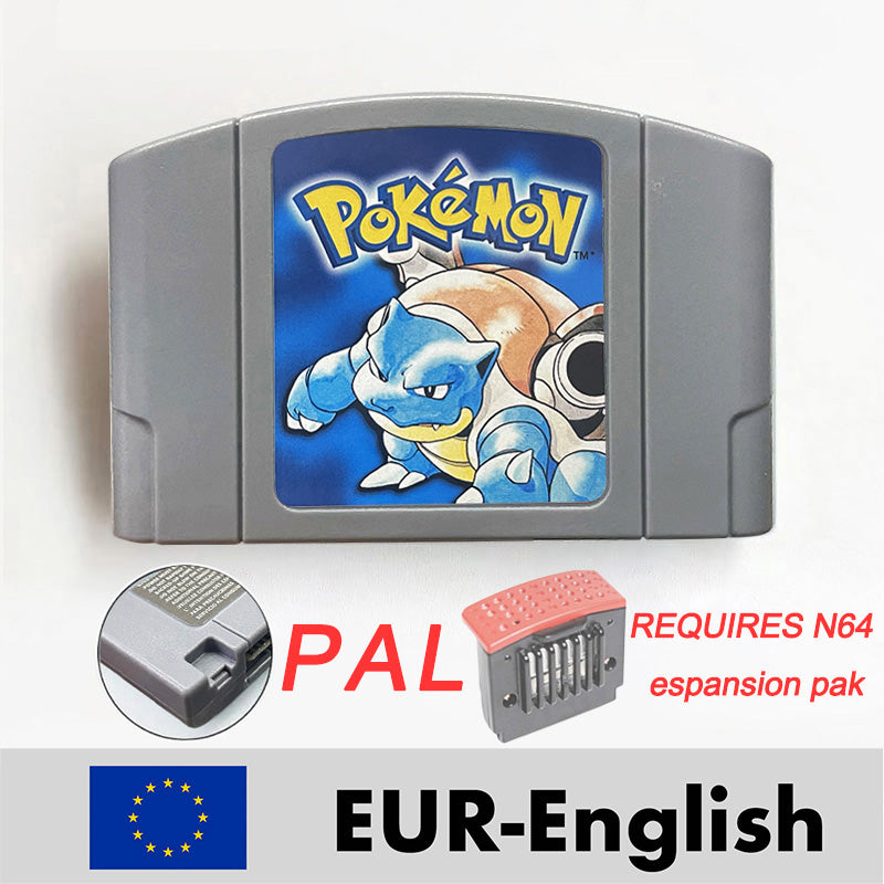 USA NTSC EUR PAL Pokemon blue/crystal /red silver /yellow /gold /green Game Cartridge 64 Bit Game Consoles for N64
