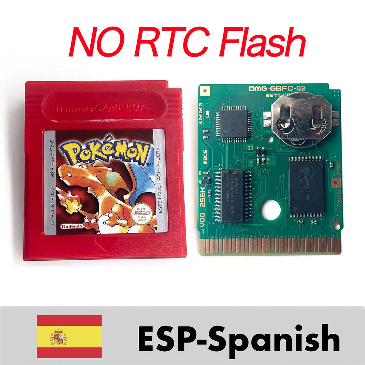 USA ITA NOE FRA ESP EUR version pokemon RTC Flash crystal gold silver NO RTC yellow red blue 16 bit Game Cartridge for GBC