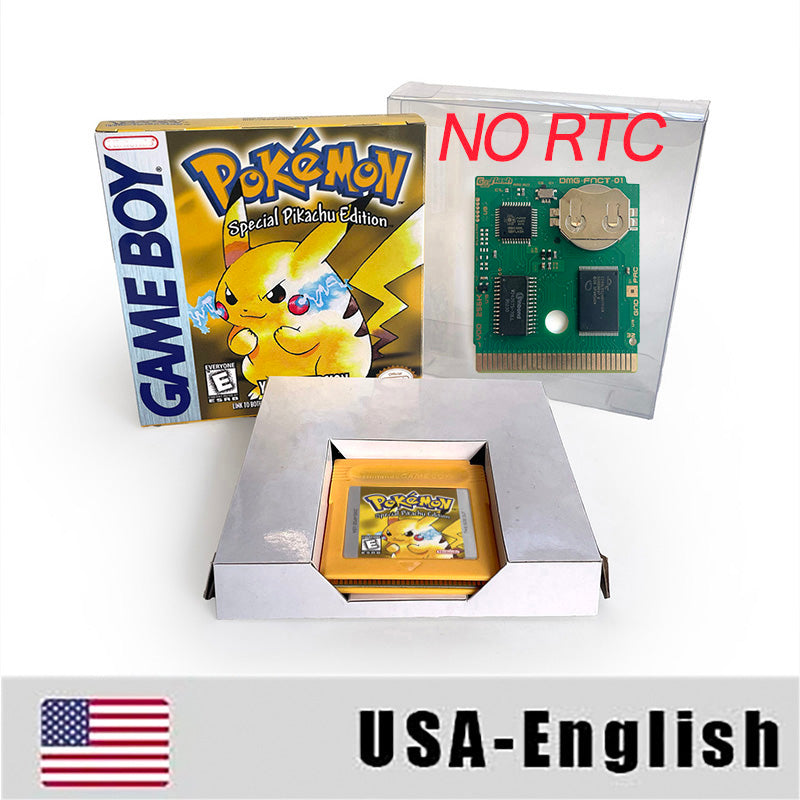 ITA ESP EUR FRA NOE USA Pokemon series RTC Flash silver crystal gold NO RTC flash yellow red blue 16 bit box tray Game Cartridge for GBC Multi-language