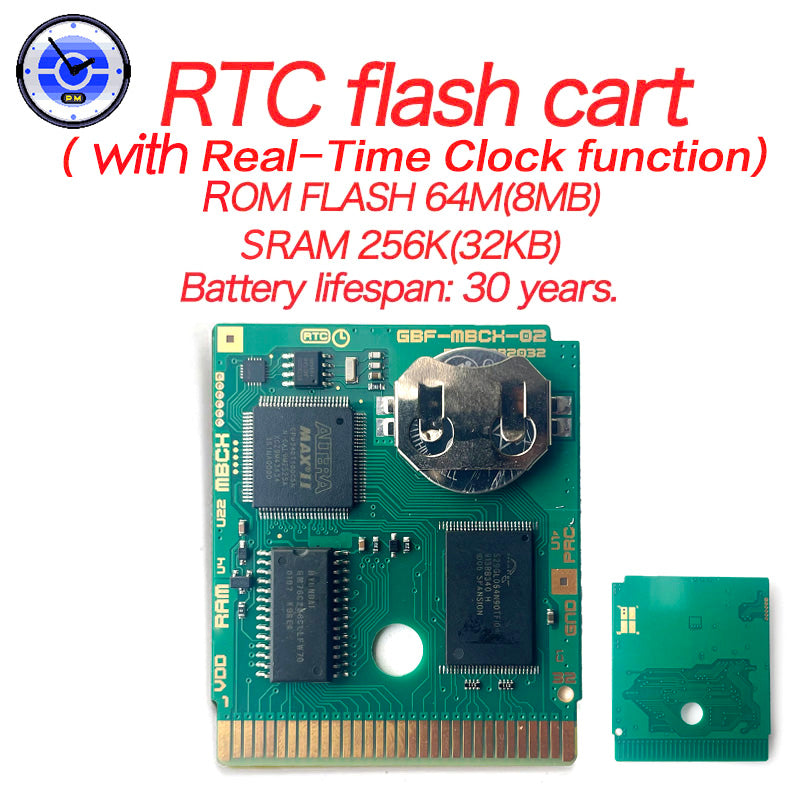 GBC Game USA Pokemon crystal clear v2.5.10 RTC Flash cart Real Time Clock Game Cartridge Rom Hack English