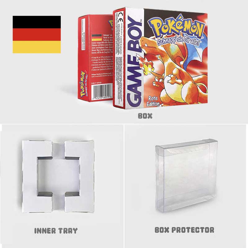 USA FRA NOE ESP ITA EUR Pokemon crystal gold silver red blue yellow Metallic FoilFinish Box Trey Manual label for GBC
