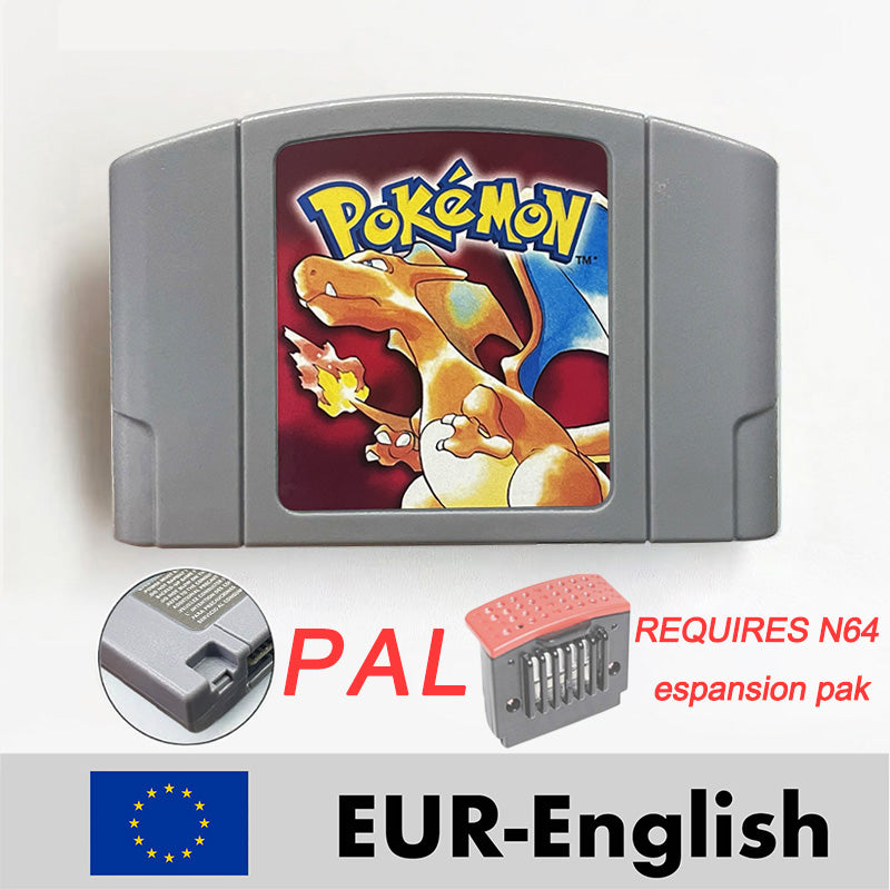 USA NTSC EUR PAL Pokemon blue/crystal /red silver /yellow /gold /green Game Cartridge 64 Bit Game Consoles for N64