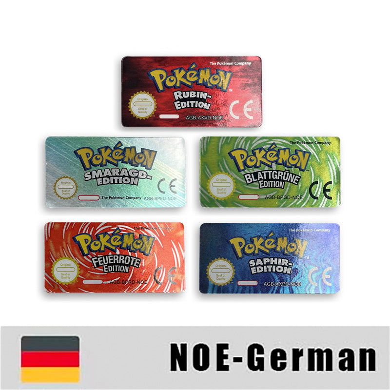 Pokemon Leaf Green Fire Red Ruby Emerald Sapphire Game Cartridge Label Stickers for Gba