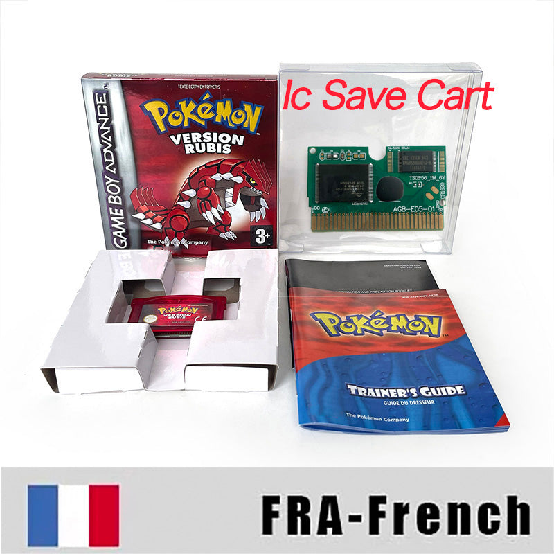 FRA French IC save rtc flash cart Real Time Clock pokemon Rubis sealed manual box with tray Nintendo game cartridge for gba game boy advance