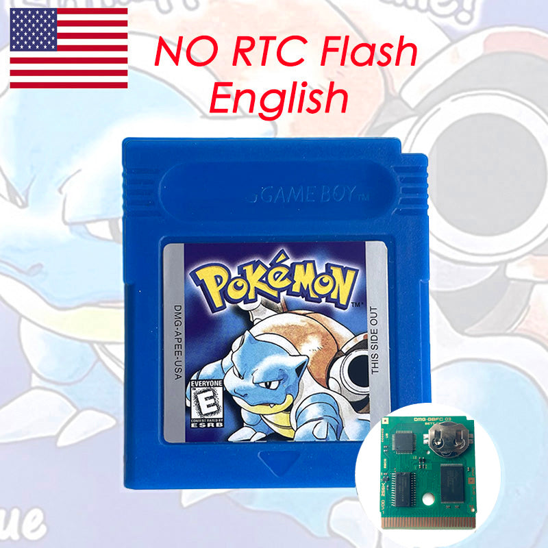 gbc game pokemon  Battery save  blue version no RTC Flash cartIC save Manual cartridge with tray box for gbc game boy color