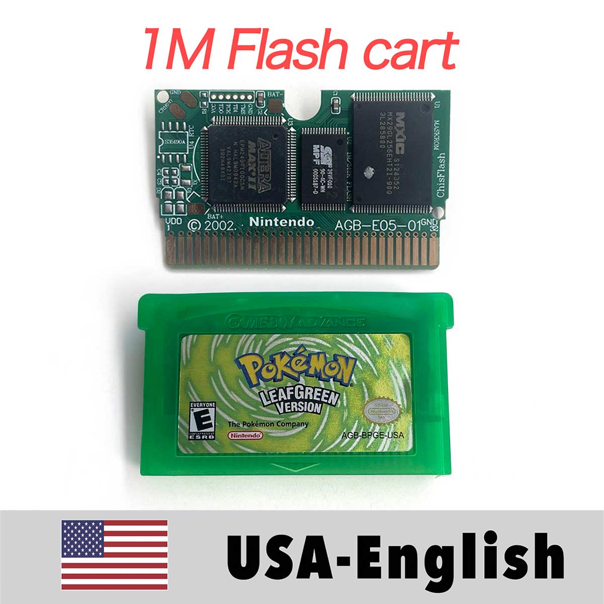 USA ESP NOE FRA EUR ITA 1M/RTC Flash cart Pokemon Emerald,ruby,sapphire,firered,leafgreen Game Cartridge for GBA multiple languages