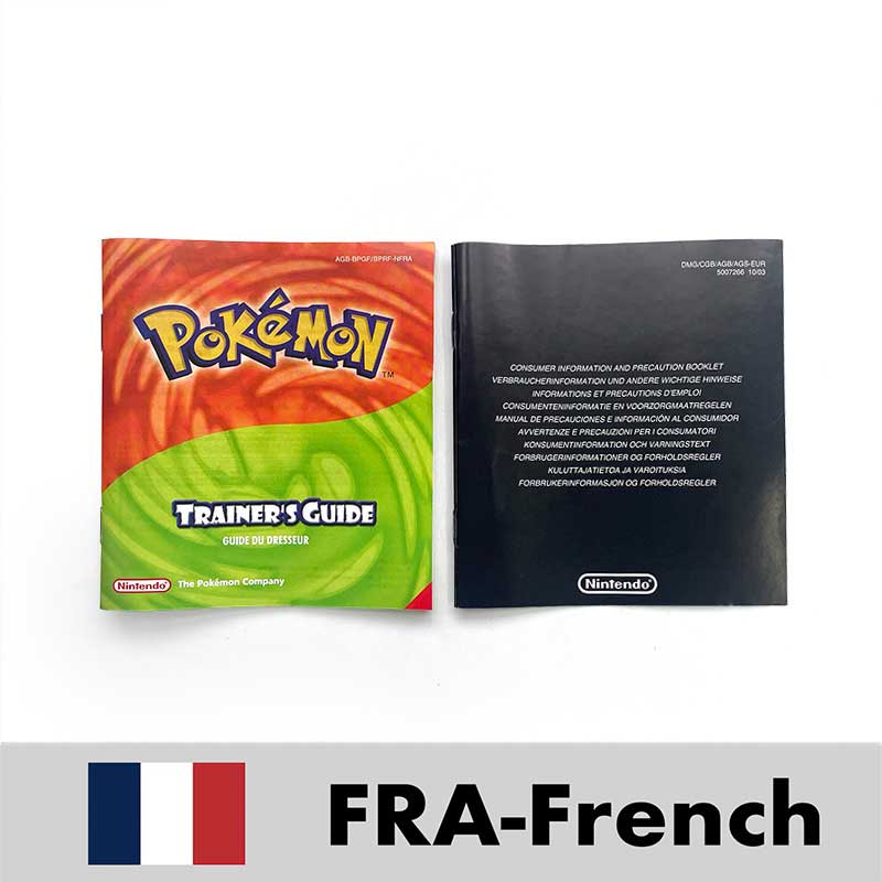 USA FRA NOE ESP ITA EUR Pokemon Emerald Sapphire Leafgreen Ruby Firered Metallic FoilFinish Box Trey Manual label for GBA