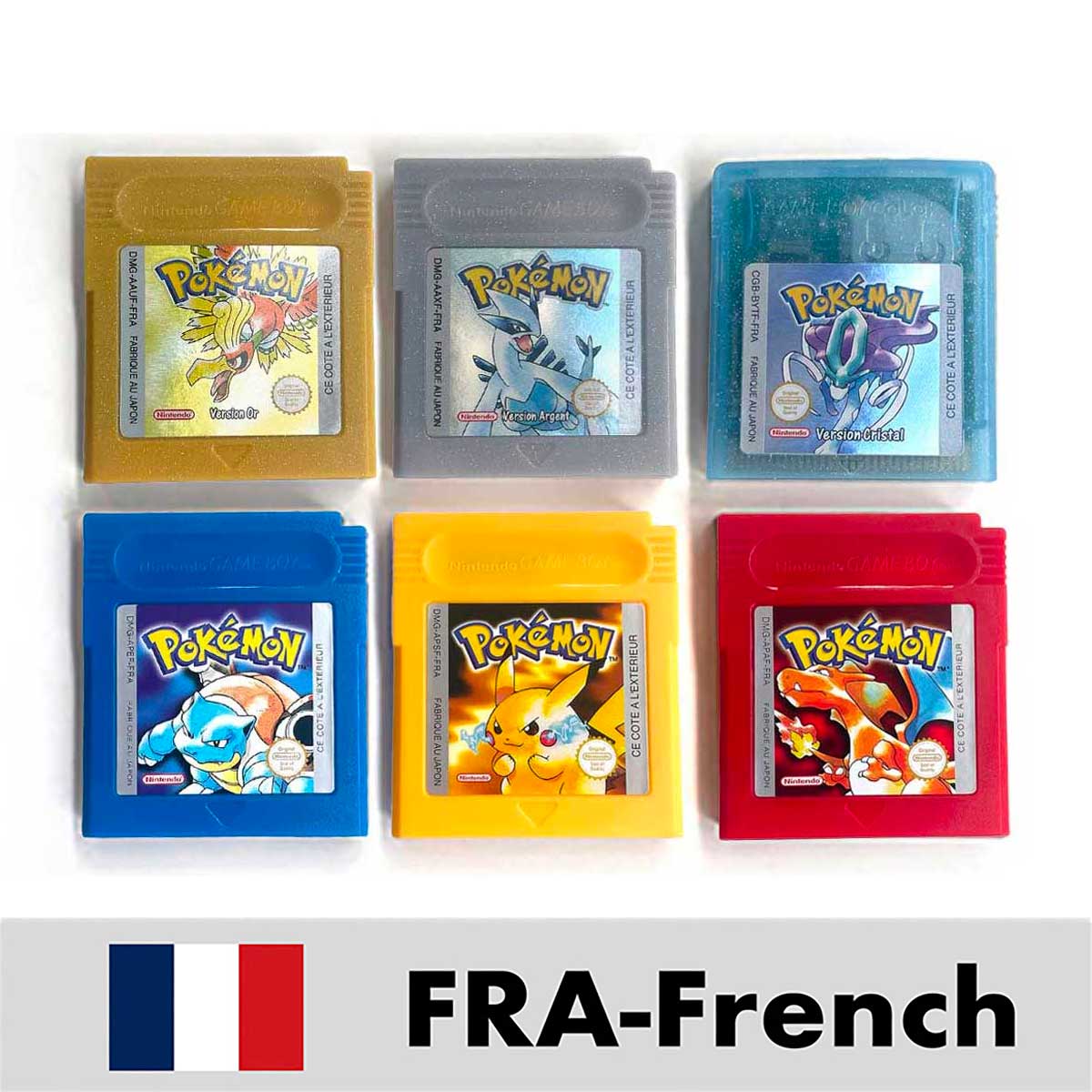 USA ITA NOE FRA ESP EUR Version Battery Save Cart Pokemon Yellow Red Crystal Gold Silver Blue Green 16 Bit Game Cartridge for GBC