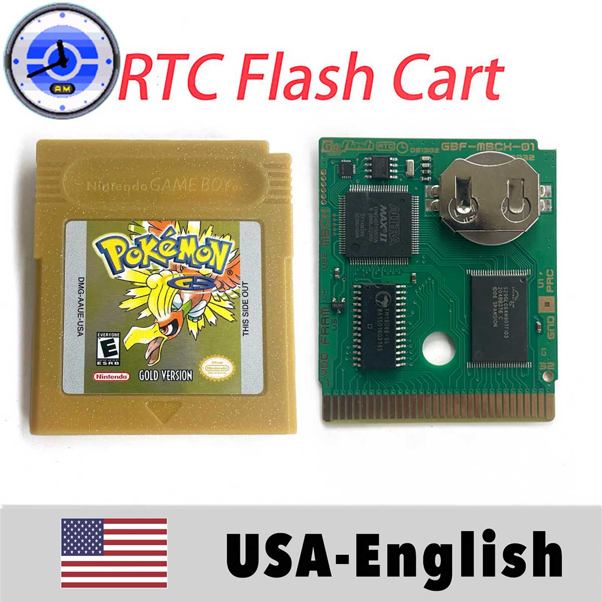USA ITA NOE FRA ESP EUR version pokemon RTC Flash crystal gold silver NO RTC yellow red blue 16 bit Game Cartridge for GBC