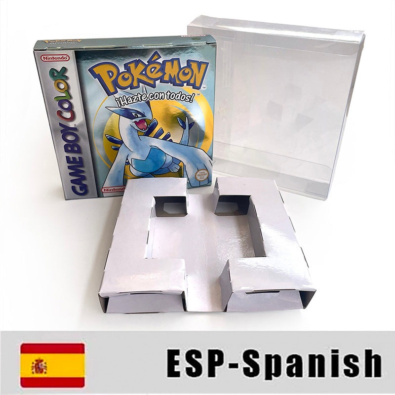 GBC game ESP Spanish pokemon silver version RTC Flash cart Battery save Nintendo pokemon plata cartridge tray box game boy color