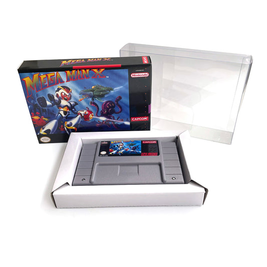mega man x cartridge with tray box manual for SNES super nintendo entertainment system