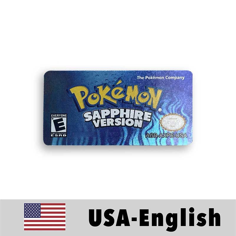 USA FRA NOE ESP ITA EUR Pokemon Emerald Sapphire Leafgreen Ruby Firered Metallic FoilFinish Box Trey Manual label for GBA