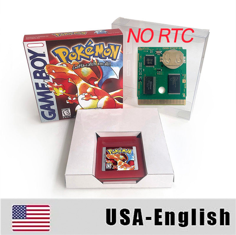 ITA ESP EUR FRA NOE USA Pokemon series RTC Flash silver crystal gold NO RTC flash yellow red blue 16 bit box tray Game Cartridge for GBC Multi-language