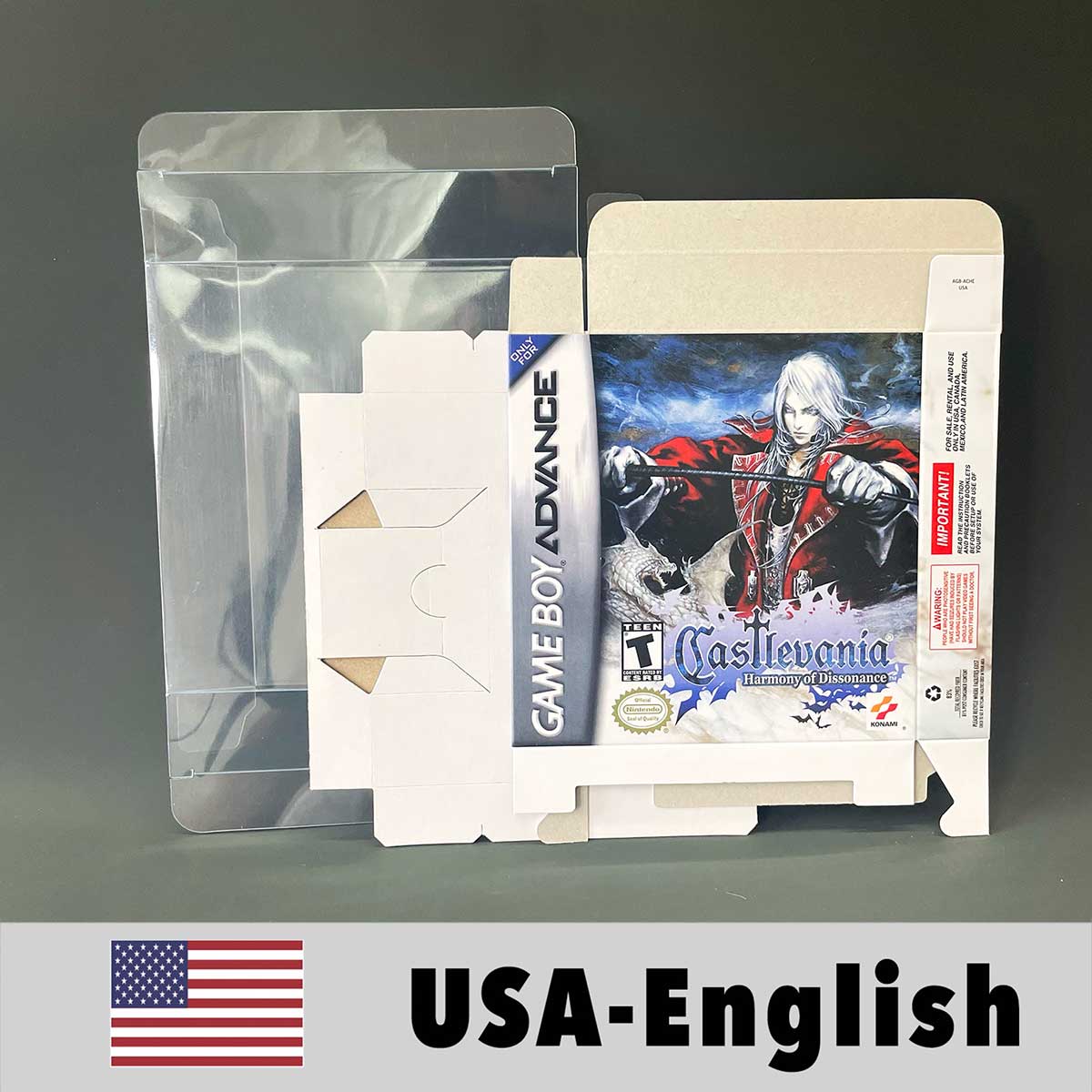 USA Englsih Zelda,super Mario,Castlevania,Metroid,Kirby,Final Fantasy,donkey Kong,Fire Emblem Nintendo box tray Game Cartridge for Gba