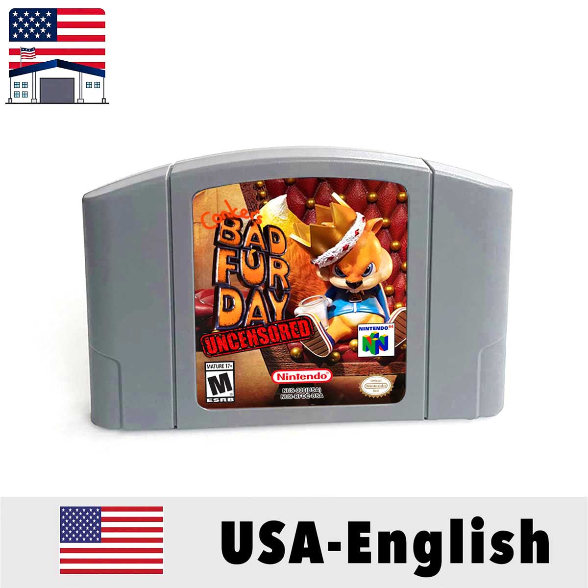 （Shipped From The United States) GolenEye Earthwork Jim 3D Conkers Bad Fur Day Donkey Kong 64 USA NTSC Version English Retro Video Game Consoles 64bit Game Cartridge for N64