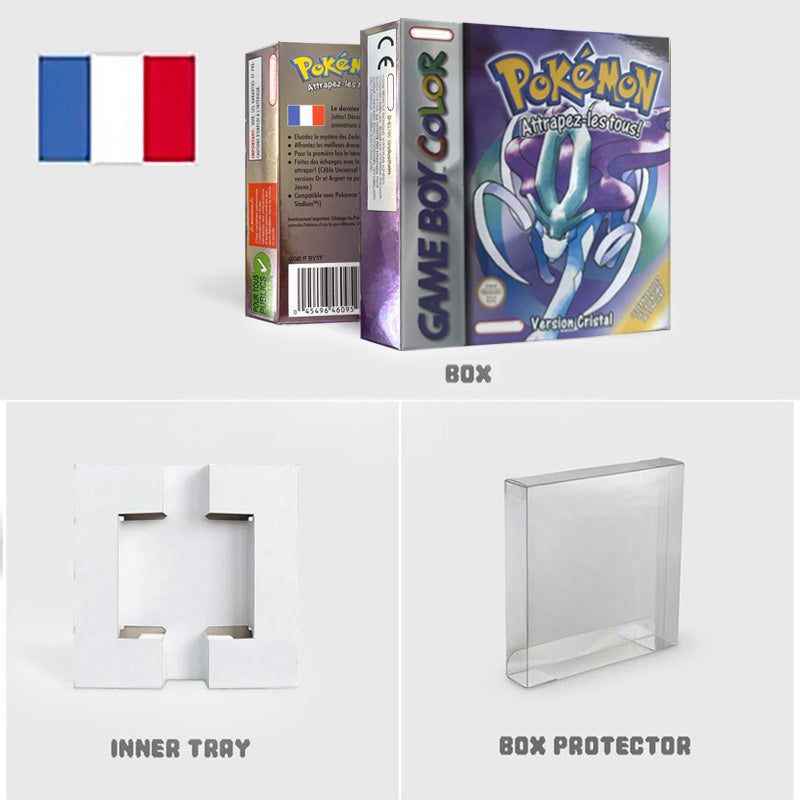 NOE ITA USA EUR ESP yellow green red gold crystal blue silver Pokemon Series Nintendo Metallic Holographic BOX trey for GBC