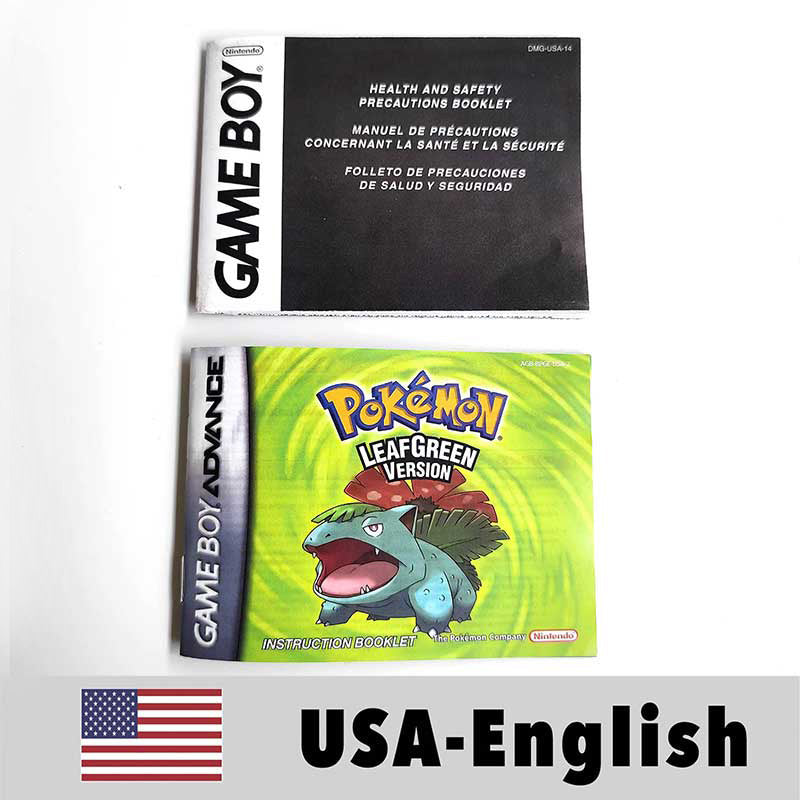 USA FRA NOE FRA ESP Pokemon Leaf Green Fire Red Ruby Emerald Sapphire manual for Gba