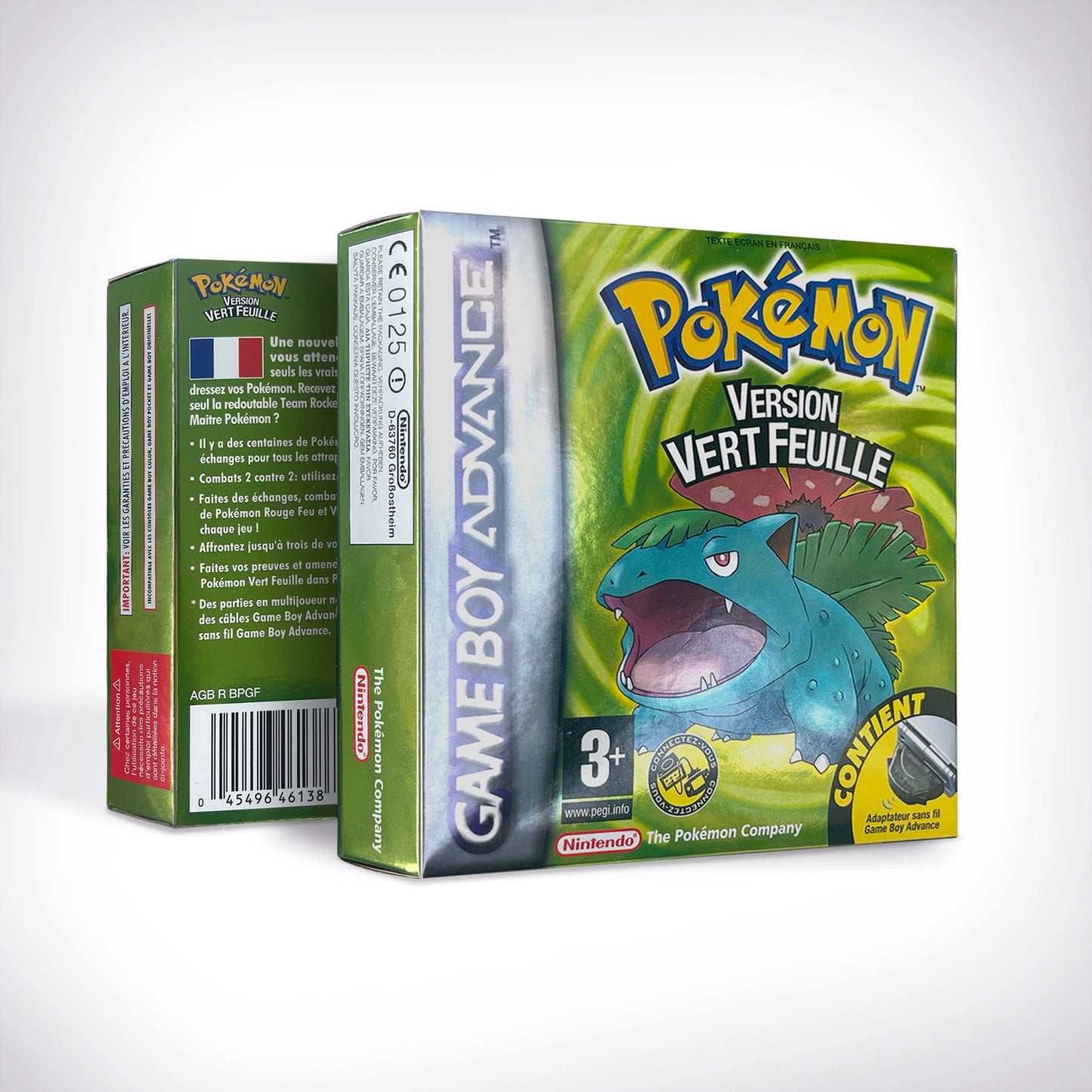 FRA French IC save 1 M flash cart pokemon feuille verte version box with tray Nintendo game cartridge for gba game boy advance