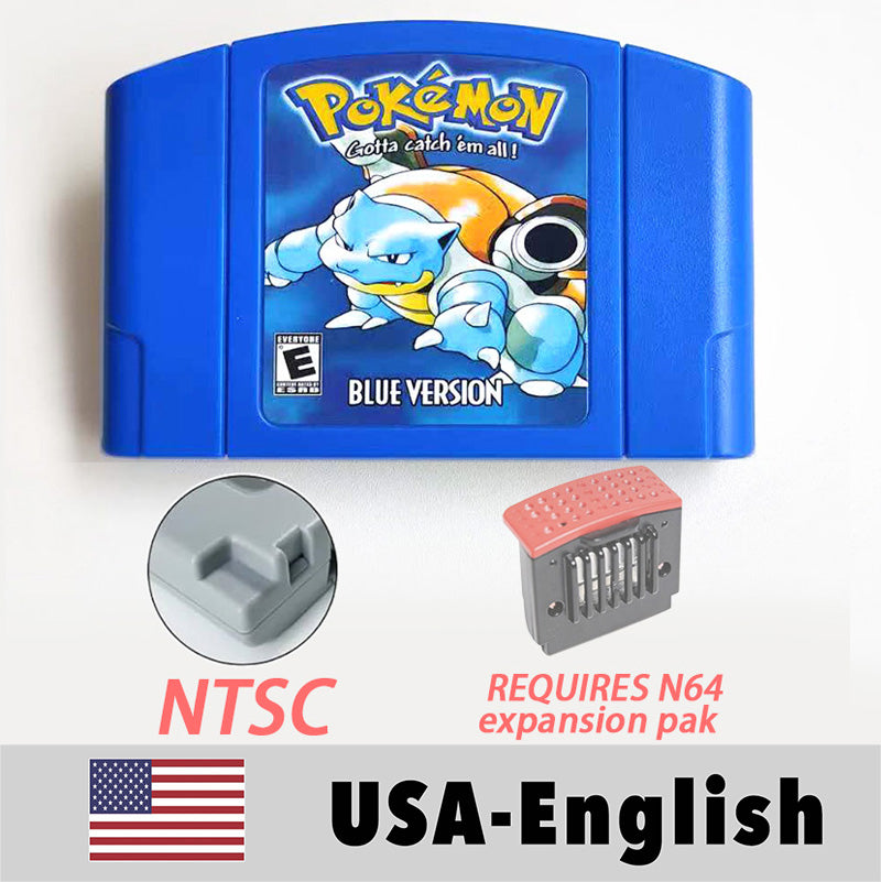 USA NTSC EUR PAL Pokemon blue/crystal /red silver /yellow /gold /green Game Cartridge 64 Bit Game Consoles for N64