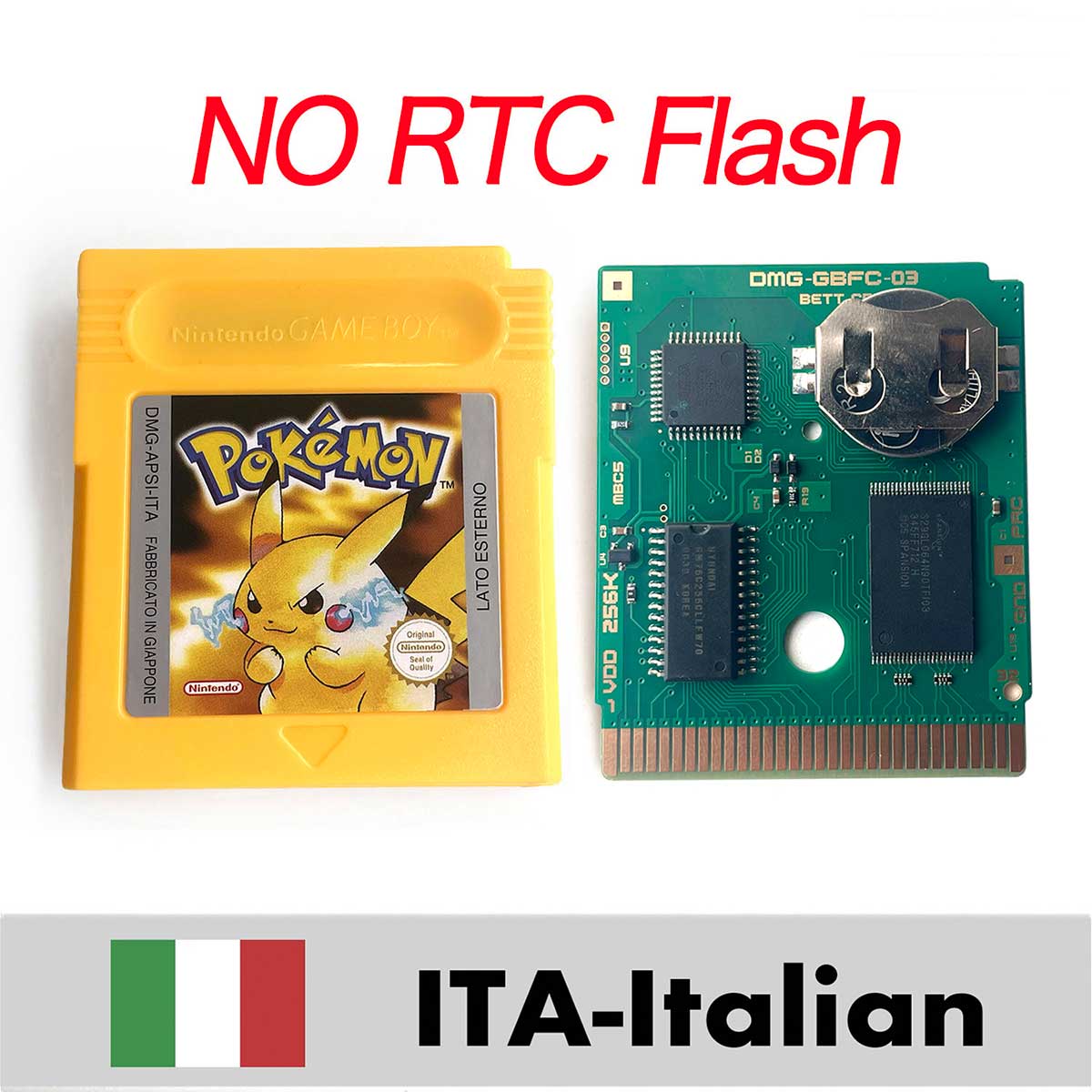 USA ITA NOE FRA ESP EUR version pokemon RTC Flash crystal gold silver NO RTC yellow red blue 16 bit Game Cartridge for GBC