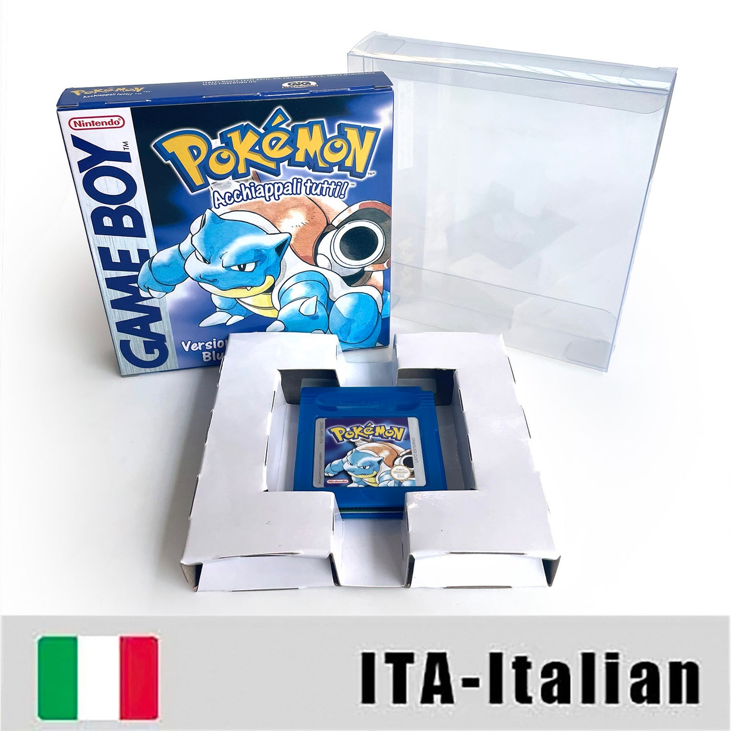 GBC game ITA Italian pokemon blue version Nintendo Battery save flash cart pokemon blu cartridge tray box gbc game boy color
