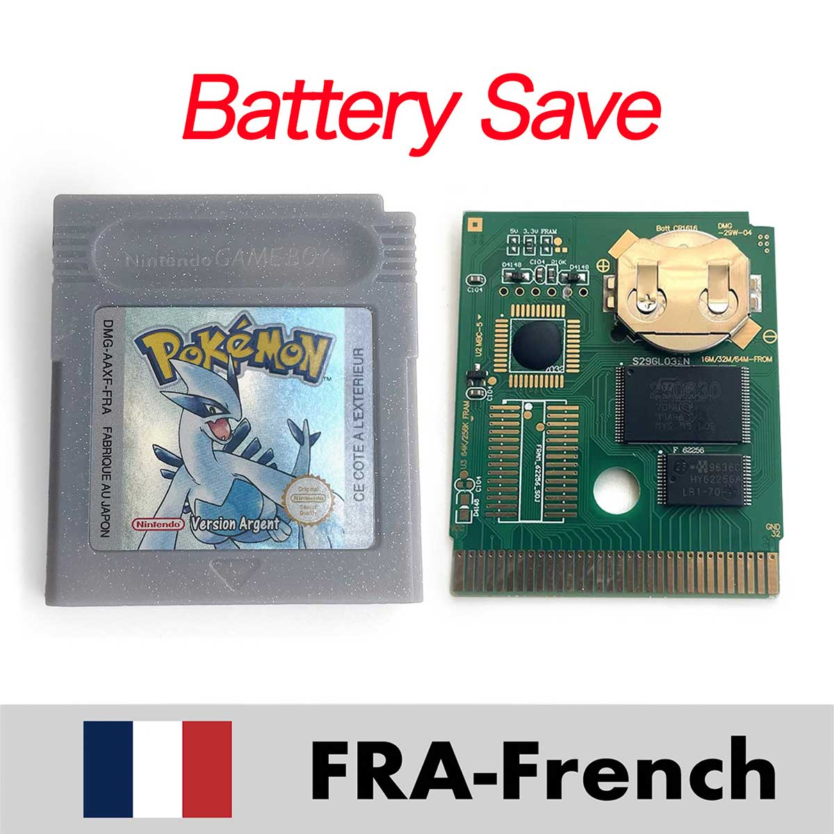 USA ITA NOE FRA ESP EUR version battery save cart pokemon crystal gold silver yellow red blue 16 bit Game Cartridge for GBC