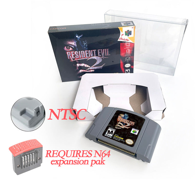 Resident Evil 2 game cartridge with tray box for N64 Nintendo 64