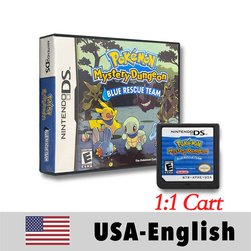 USA English Pokemon Mysiery Dungeon EXPLORERS OF SKY/Darkness/Time Blue-Rescue-Team Box Game Cartridge for DS NDS 3DS