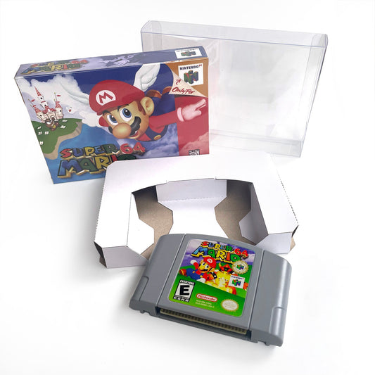 Super Mario 64 game cartridge with tray box for N64 Nintendo 64