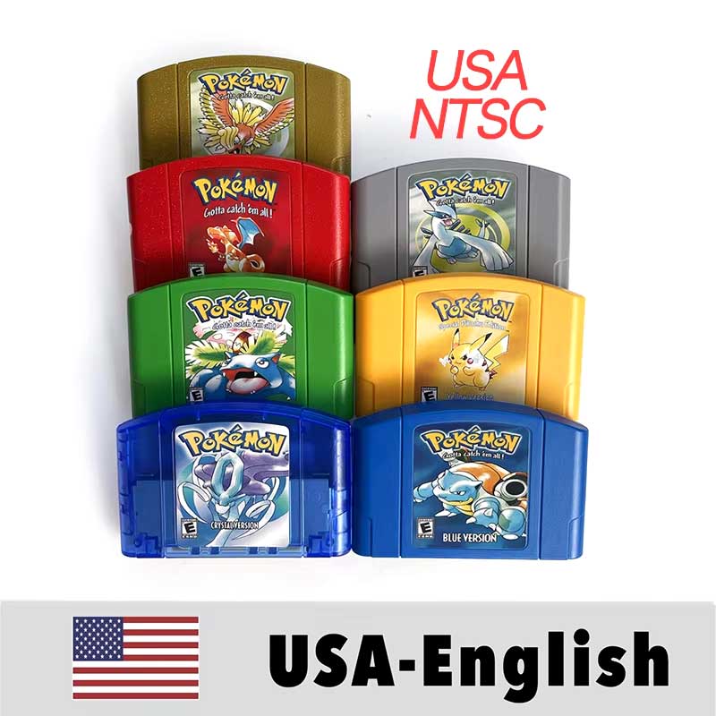 （Shipped from the United States) USA English IC Save Pokemon Emerald Leafgreen Ruby Firered Sapphire 5-in-1 Game Cartridge for GBAUSA NTSC Pokemon blue/crystal /red silver /yellow /gold /green Game Cartridge 64 Bit Game Consoles for N64