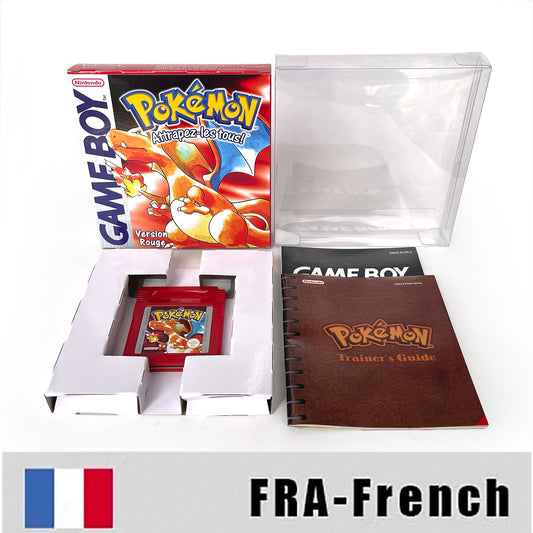gbc game FRA French pokemon red rouge version Battery save no RTC Flash cartridge with tray box gbc game boy color