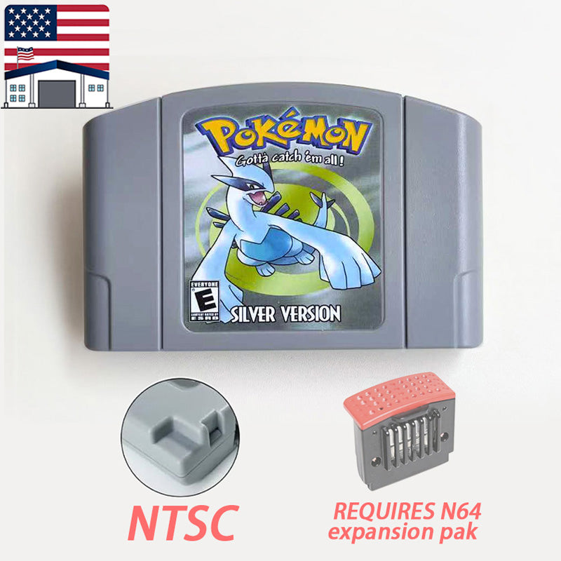 （Shipped from the United States) USA NTSC Pokemon blue/crystal /red silver /yellow /gold /green Game Cartridge 64 Bit Game Consoles for N64