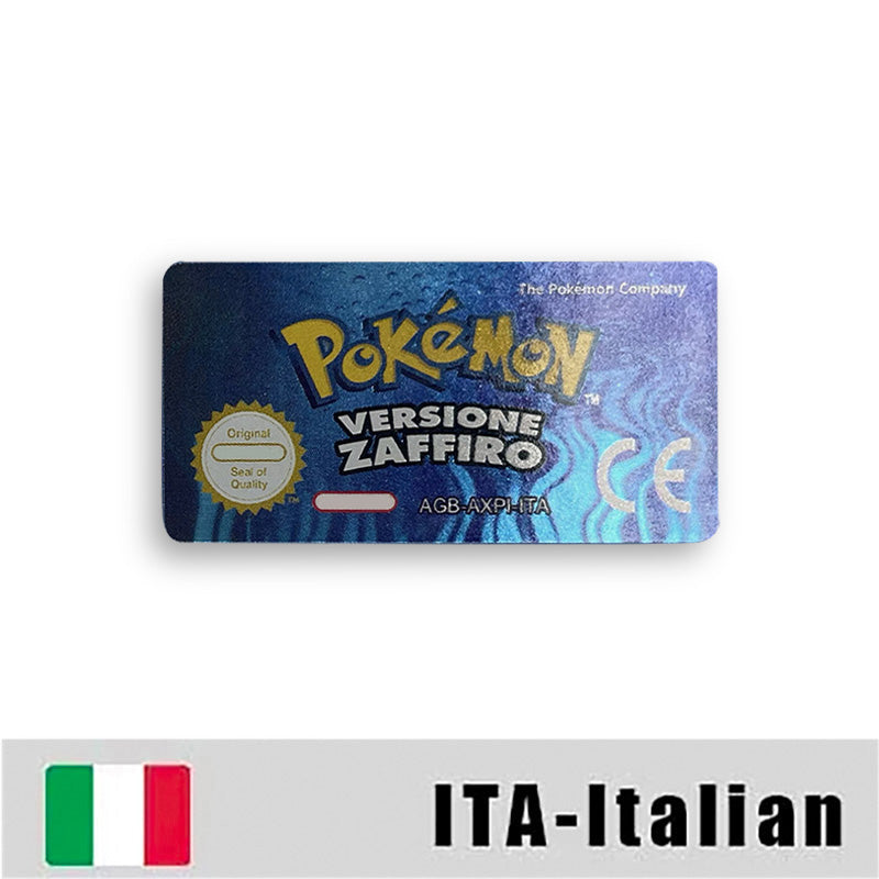 Pokemon Leaf Green Fire Red Ruby Emerald Sapphire Game Cartridge Label Stickers for Gba
