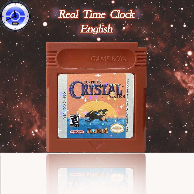 GBC Game USA Pokemon Crystal awakening v1.2.8 RTC Flash cart Real Time Clock Cartridge Video Game Console Card Rom Hack English