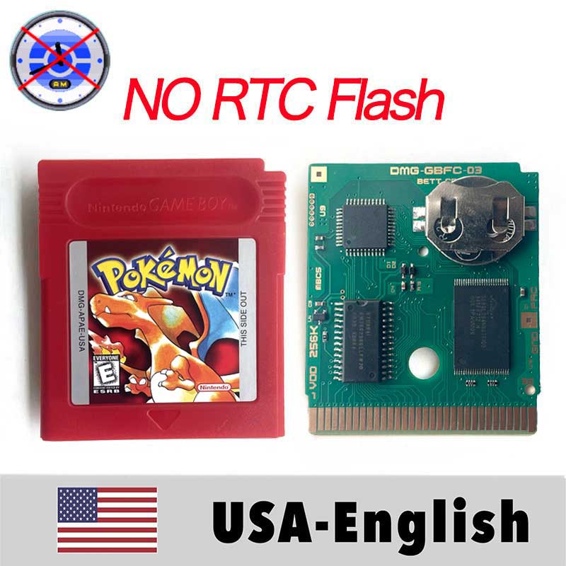 USA ITA NOE FRA ESP EUR version pokemon RTC Flash crystal gold silver NO RTC yellow red blue 16 bit Game Cartridge for GBC