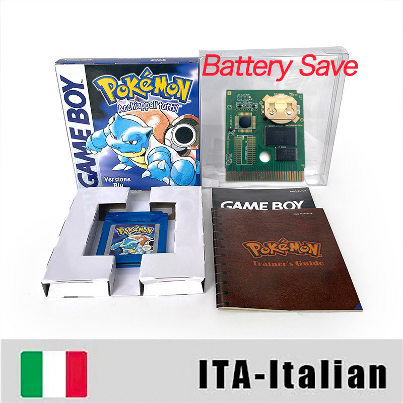 GBC game ITA Italian pokemon blue version Nintendo Battery save flash cart pokemon blu sealed manual game cartridge tray box gbc