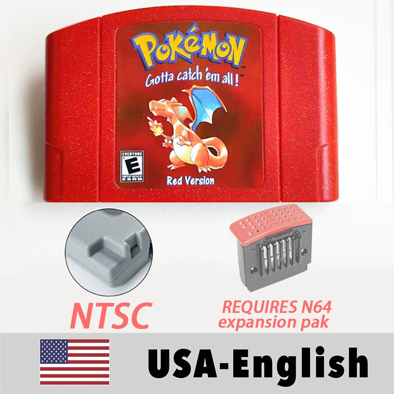 USA NTSC EUR PAL Pokemon blue/crystal /red silver /yellow /gold /green Game Cartridge 64 Bit Game Consoles for N64