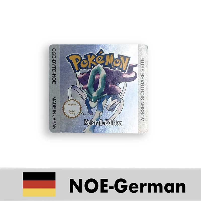 USA FRA NOE ESP ITA EUR Pokemon crystal gold silver red blue yellow Metallic FoilFinish Box Trey Manual label for GBC