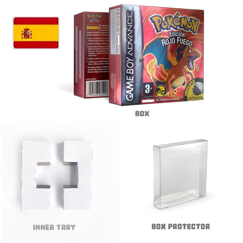 USA NOE FRA EUR ESP ITA Pokemon Emerald Ruby Leafgreen Sapphire Firered Nintendo Metallic Holographic BOX for GBA multiple languages