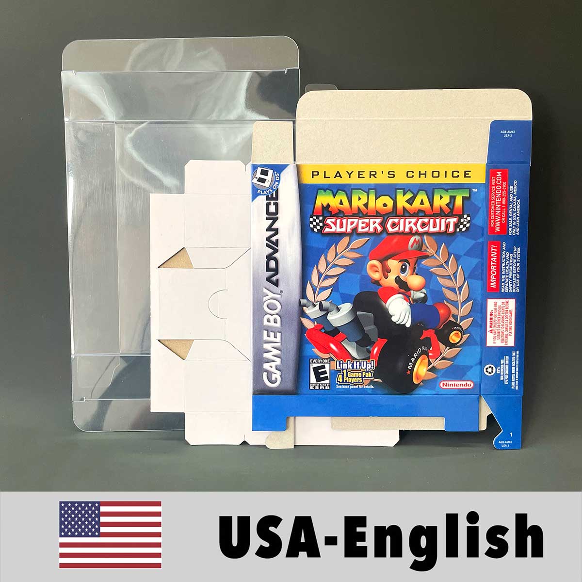 USA Englsih Mario Kart Super Circuit Nintendo Tray Box Game Cartridge for Gba