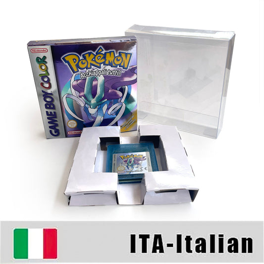 GBC game ITA Italian pokemon crystal version RTC Flash cart Battery save Nintendo pokemon cristallo cartridge tray box game boy color