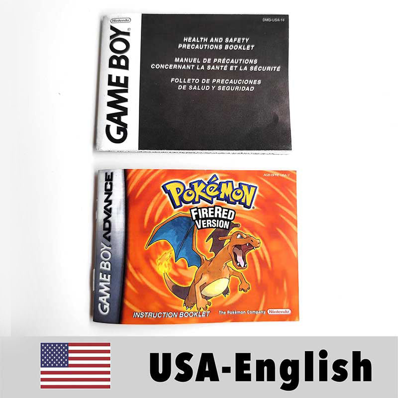 USA FRA NOE FRA ESP Pokemon Leaf Green Fire Red Ruby Emerald Sapphire manual for Gba