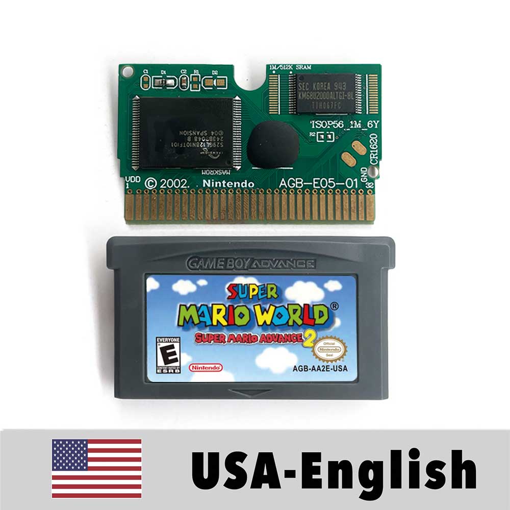 USA Englsih Super Mario Acvance 2 Cartridge with Tray Box for Gba Game Boy Advance