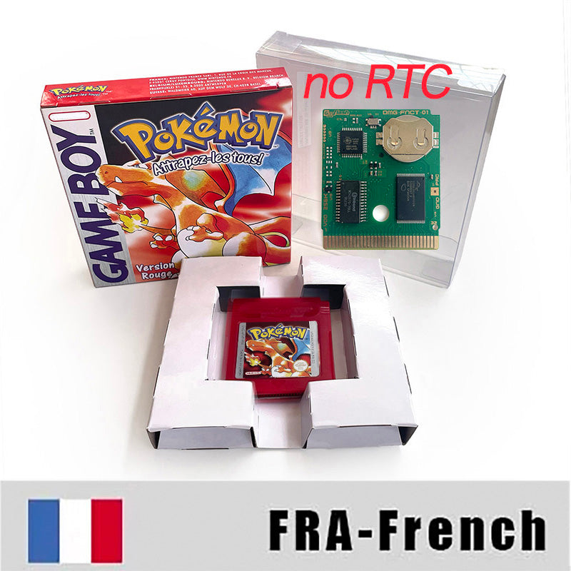 ITA ESP EUR FRA NOE USA Pokemon series RTC Flash silver crystal gold NO RTC flash yellow red blue 16 bit box tray Game Cartridge for GBC Multi-language