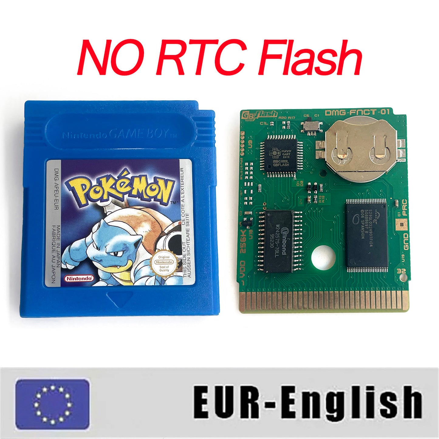 GBC game EUR english pokemon blue version Nintendo Battery save flash cart cartridge tray box gbc game boy color