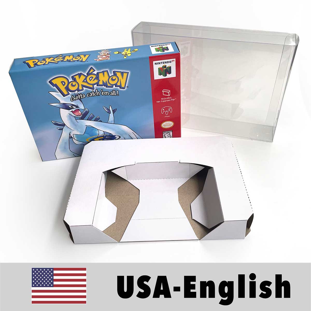 USA NTSC Pokemon Blue Crystal Red Silver Yellow Gold Green Game Cartridge 64 Bit Game Consoles with Retail Box for N64