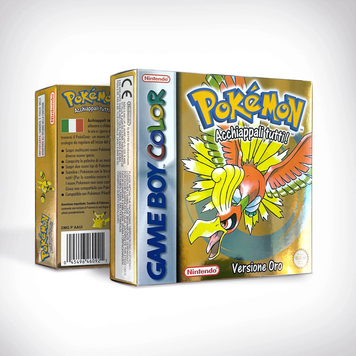 GBC game ITA pokemon gold version RTC Flash cart Nintendo pokemon oro Battery save cartridge with tray box game boy color