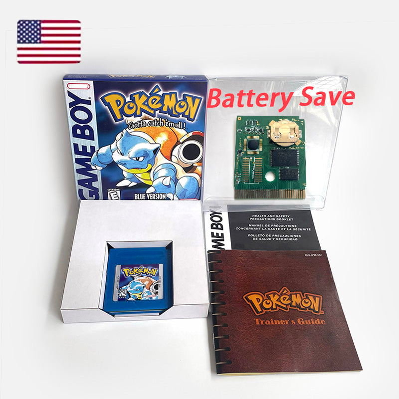 USA ITA NOE FRA ESP version battery save cart sealed pokemon blue 16 bit box tray manual Game Cartridge for GBC