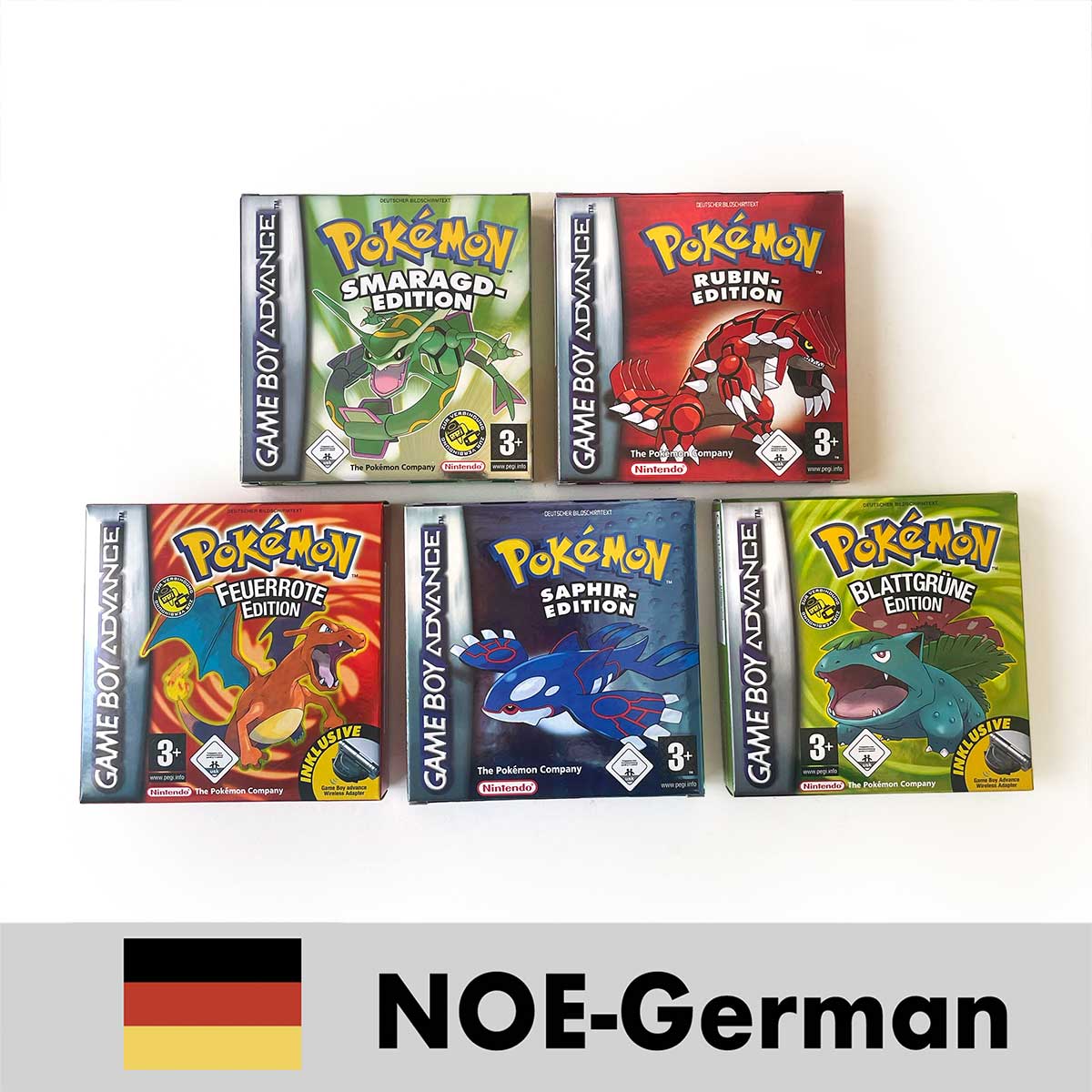 USA FRA NOE FRA Pokemon Emerald Ruby Firered Sapphire LeafGreen Box Tray Manual for Gba