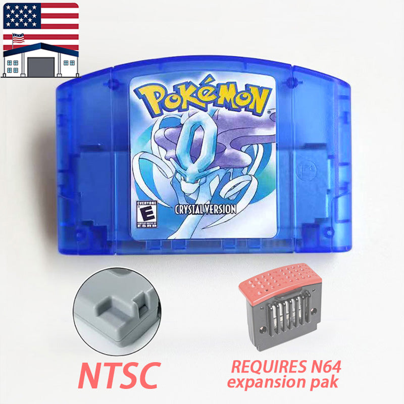 （Shipped from the United States) USA NTSC Pokemon blue/crystal /red silver /yellow /gold /green Game Cartridge 64 Bit Game Consoles for N64